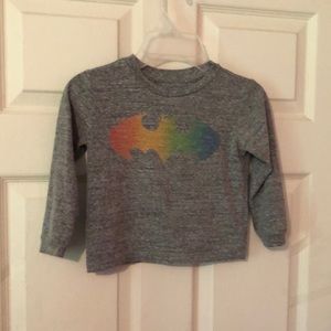 Batman Gray Multicolor Logo Gray Long Sleeve T-Shirt Boys 4T